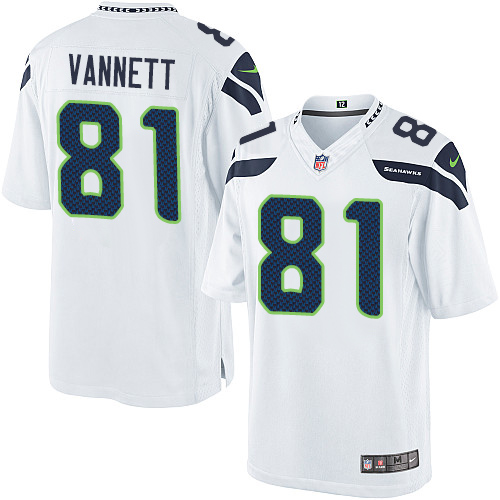 Men's Limited Nick Vannett Nike Jersey White Road - #81 NFL Seattle Seahawks